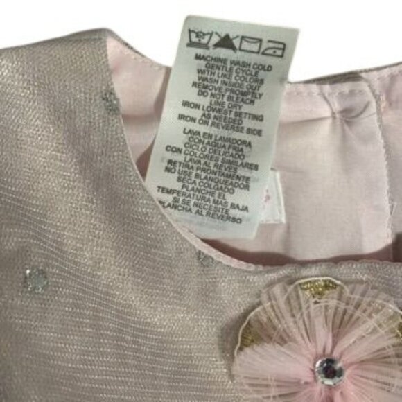 Bonnie Baby Pink & Silver Floral Embroidered Tulle Dress With Bloomers Size 18M - Picture 6 of 6